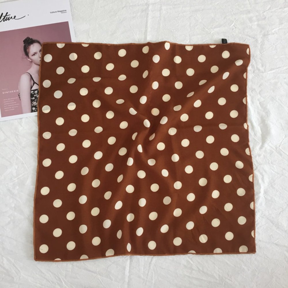 Caramel Brown Polka Dot Scarf - Picture 2 of 6
